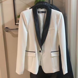 Genuine Zara contrasting black & white tuxedo jacket made & bought in Spain